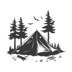 silhouette camping tent black color only