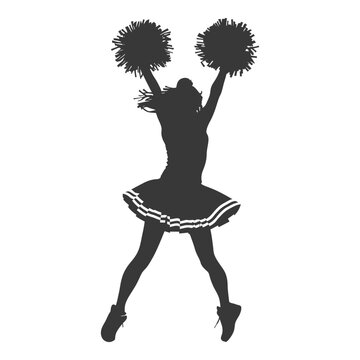 recommend clip art: silhouette cheerleader in action full body black color only