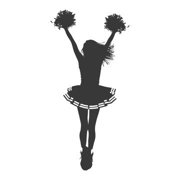 recommend clip art: silhouette cheerleader in action full body black color only