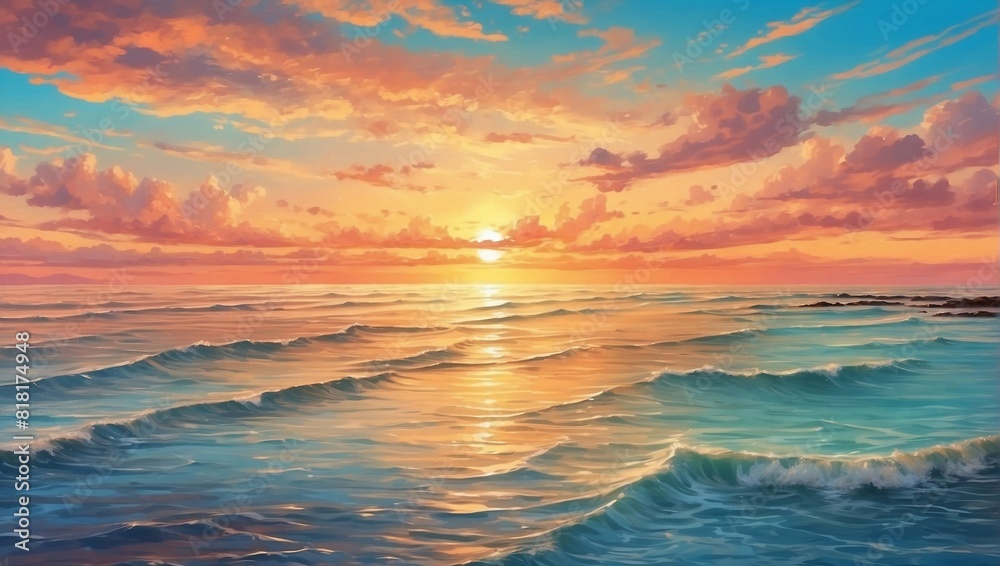 Wall mural sunset over the ocean