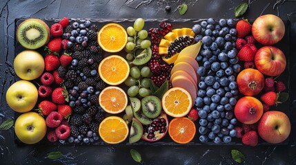 Craft an image showcasing a variety of fruits packed with vitamins
