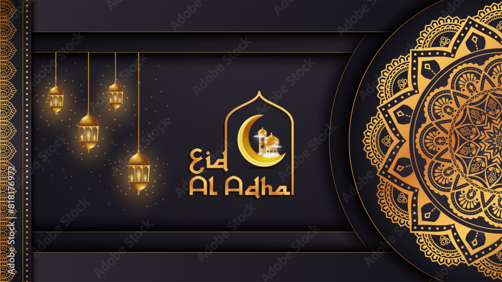 Sticker Luxury mandala background with golden arabesque pattern Arabic Islamic east style. Ramadan Style Decorative mandala. Mandala for print, poster, cover, brochure, flyer, banner