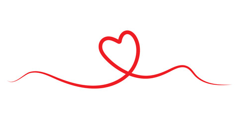 Red Heart vector icon with stroke line.  Love symbols, icon isolated on white background. Heart, love, icon for valentine's day. Vector illustration.
