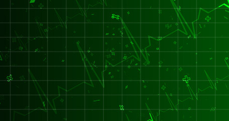 EKG ECG Cardiogram moving healthcare medical bg. Health innovation concept with hexagons biotechnology and chemistry molecules bg. Pharmacy DNA presentation infographic medicine drugs nurse aid.