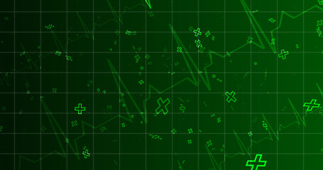 EKG ECG Cardiogram moving healthcare medical bg. Health innovation concept with hexagons biotechnology and chemistry molecules bg. Pharmacy DNA presentation infographic medicine drugs nurse aid.