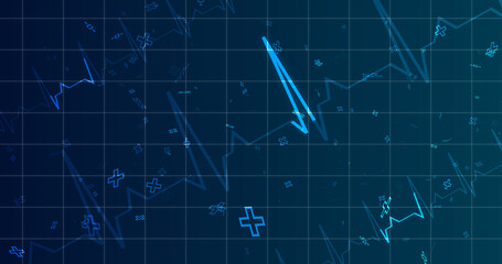 EKG ECG Cardiogram moving healthcare medical bg. Health innovation concept with hexagons biotechnology and chemistry molecules bg. Pharmacy DNA presentation infographic medicine drugs nurse aid.