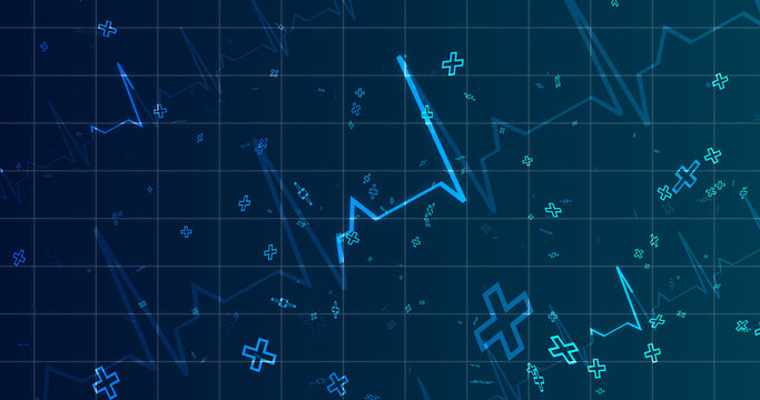 EKG ECG Cardiogram moving healthcare medical bg. Health innovation concept with hexagons biotechnology and chemistry molecules bg. Pharmacy DNA presentation infographic medicine drugs nurse aid.