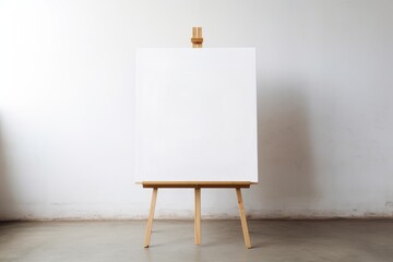 Wooden easel with blank canvas in a living room. Generative AI