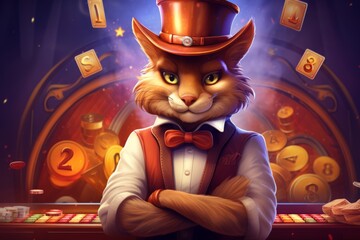Сasino banner cat slot realistic. Generative AI