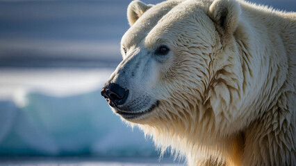 polar bear on antarctic background