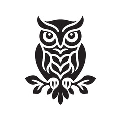 Fototapeta premium Owl bird silhouette flat vector illustration logo style 