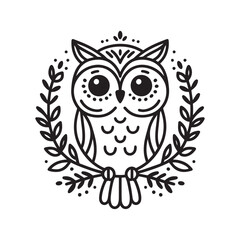Obraz premium Owl bird lineart flat vector illustration logo style 