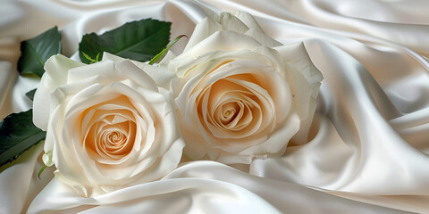 Elegance in White Roses | Beauty of Nature", "White Roses on Silk | Floral Grace"