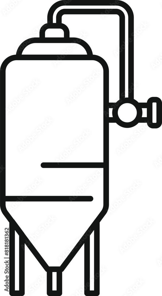 Poster vector icon featuring a simplistic outline of a fermentation vessel used in industrial processes