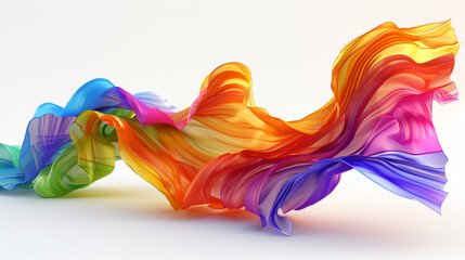 Fototapeta premium Colorful rainbow flag on a white background with a focus on the fabric's texture. A waving rainbow flag showing support for the LGBT community. rainbow flag on transparent background. A rainbow flag. 