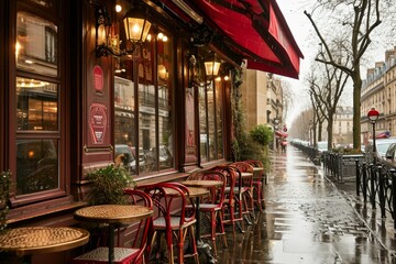 A dreamy cafe on a rainy day, Ai generated