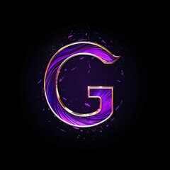 G letter in purple and blue colors with glittering effect. Vector illustration
