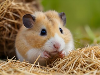 a hamster that eats hay