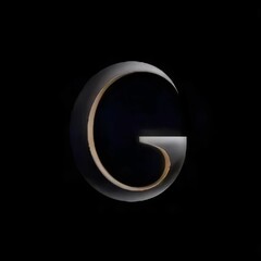 Alphabet letter G carved in stone on a black background. 3d illustration.