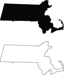 Massachusetts state outline contour silhouette 