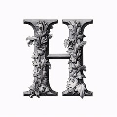 Luxury capital letter H in the style of Baroque.