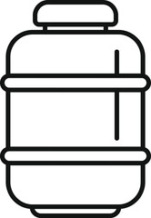 Black and white line drawing of a reusable water bottle, ideal for icons or logos