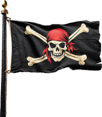 A pirate flag highlighted on a transparent background. Jolly Roger, pirate flag.