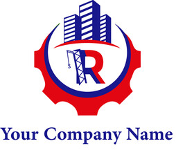 Initial R letter Construction Logo Design vector Template. Abstract Letter R logo Design	