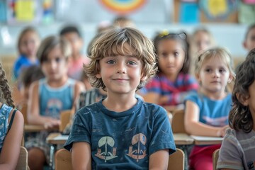 A classroom of children learning about peace and kindness