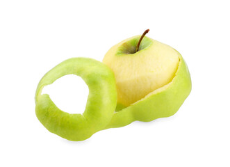 One fresh apple with peel isolated on white