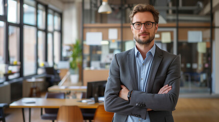 Fototapeta premium portrait of a businessman standing in modern office