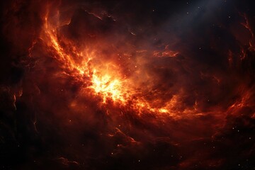 Abstract outer space with bright orange sun explosions dangerous apocalyptic background