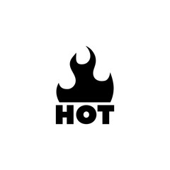 A black flame icon above the word HOT in bold, capital letters on a white background.