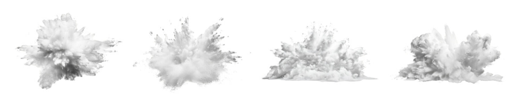 Explosion of white smoke isolated on transparent background cutout png
