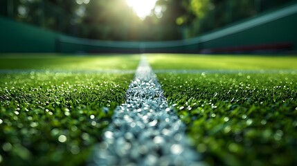 Naklejka premium Close-up grass tennis court.