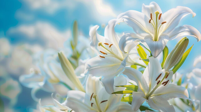 夏の空に咲くユリの花