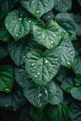 Fototapeta premium leaves are fresh, wet , The concept of style, nature and uniqueness 