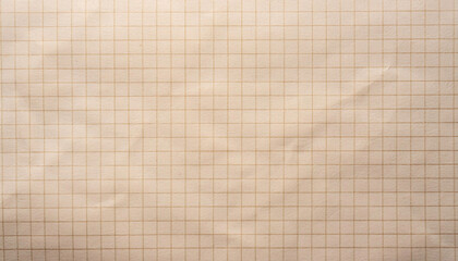 beige graph paper texture with brown grid lines, creases, worn. education, planning, and design.