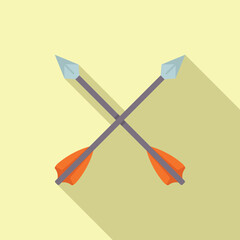 Flat design of two crossed arrows with a modern shadow effect on a duotone backdrop