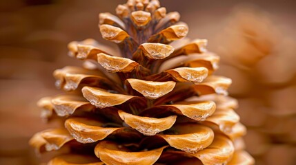  A tight shot of a pine cone, its tips dotted with water droplets, against a softly blurred backdrop