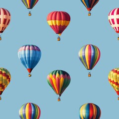 Obraz premium Seamless A blue sky with a bunch of colorful hot air balloons