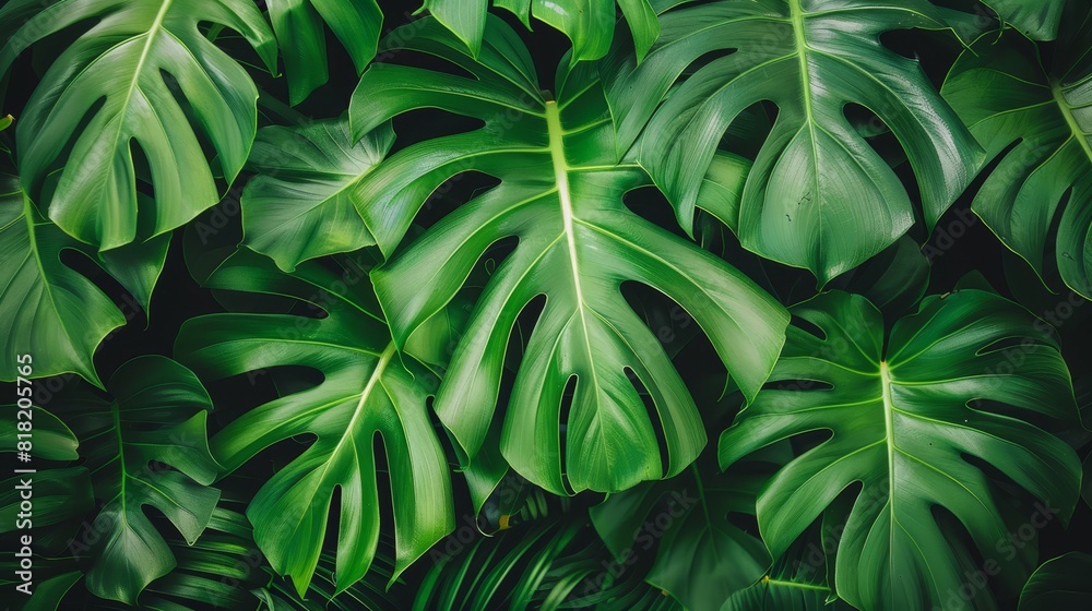 Wall mural two large green plants, each adorned with abundant green leaves along their sides