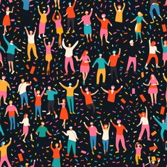 Obraz premium Seamless A colorful group of people are dancing and celebrating