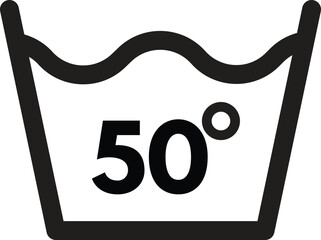 Wash at 50 degree icon isolated on white background . 50 wash temperature icon vector