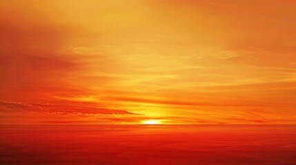 Vibrant orange sunset with glowing sky. Perfect for peaceful and serene backgrounds and nature-themed projects