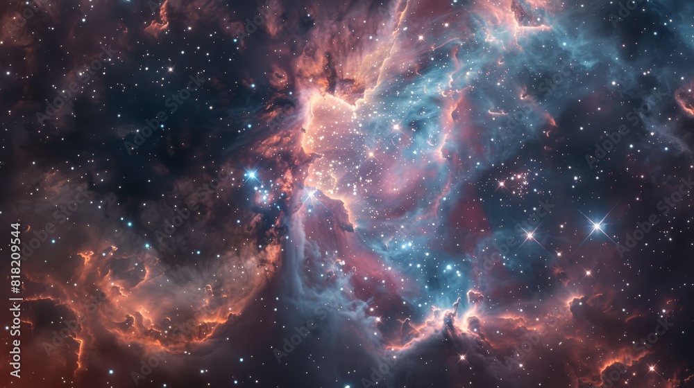 Aufkleber beautiful cosmic nebula with colorful interstellar clouds and sparkling stars. stunning space backgr