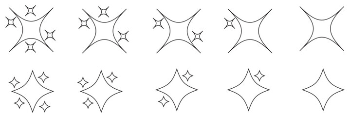 Sparkle Icons set. Twinkle stars collection. Shine star icons. Effect shine, glitter, twinkling and clean. Star sparkle icon. Vector illustration.