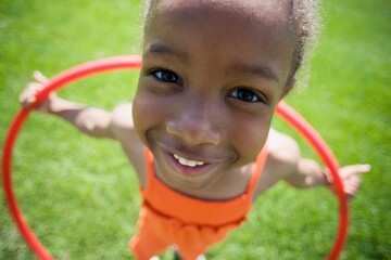 Girl Playing With Hula Hoop