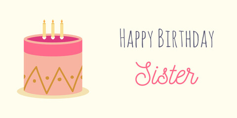 Happy Birthday sister typography card