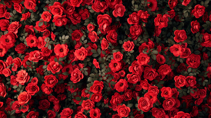 A Bunch of Red Roses on a Wall